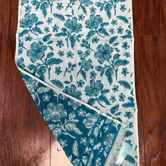 NWT The Pioneer Woman Evie 4 Cotton Hand Towel Set Teal Floral - Picture 7 of 9